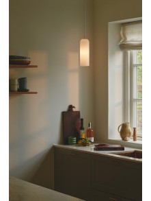 Szklana lampa wisząca Miella - z ryflowanym mlecznym kloszem w kształcie tuby