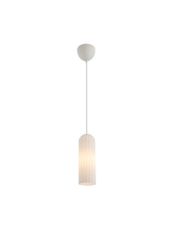 Szklana lampa wisząca Miella - z ryflowanym mlecznym kloszem w kształcie tuby