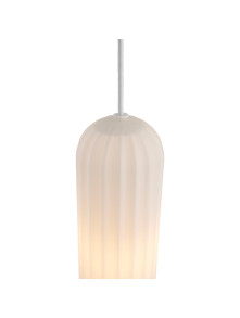 Szklana lampa wisząca Miella - z ryflowanym mlecznym kloszem w kształcie tuby