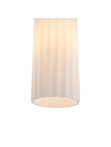Szklana lampa wisząca Miella - z ryflowanym mlecznym kloszem w kształcie tuby