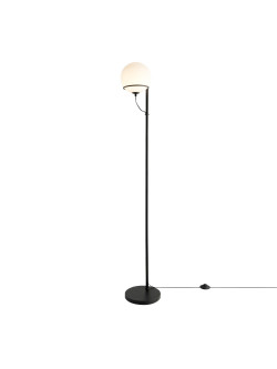 Lampa podłogowa biała kula Wilson stojąca czarna do salonu - Nordlux