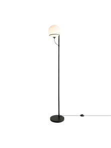 Lampa podłogowa biała kula Wilson stojąca czarna do salonu - Nordlux Lampa podłogowa biała kula Wilson stojąca czarna do salonu - Nordlux