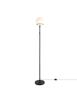 Lampa podłogowa biała kula Wilson stojąca czarna do salonu - Nordlux
