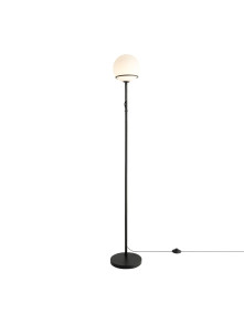 Lampa podłogowa biała kula Wilson stojąca czarna do salonu - Nordlux Lampa podłogowa biała kula Wilson stojąca czarna do salonu - Nordlux