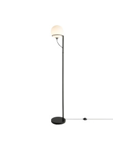 Lampa podłogowa biała kula Wilson stojąca czarna do salonu - Nordlux Lampa podłogowa biała kula Wilson stojąca czarna do salonu - Nordlux
