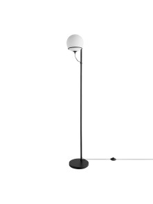 Lampa podłogowa biała kula Wilson stojąca czarna do salonu - Nordlux Lampa podłogowa biała kula Wilson stojąca czarna do salonu - Nordlux