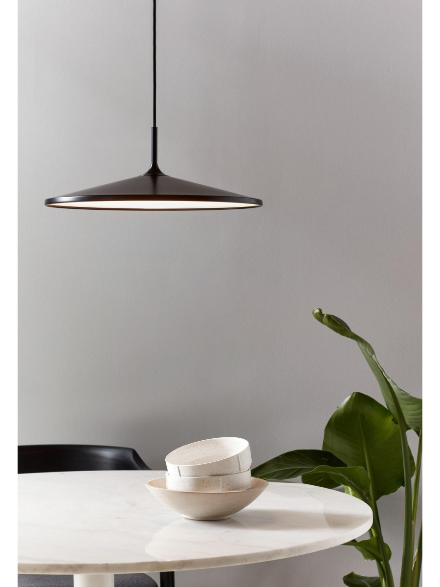 Skandynawski minimalistyczny żyrandol LED Balance czarny metalowy dysk na przewodzie - Nordlux