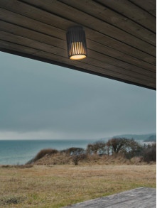 Nowoczesna lampa sufitowa zewnętrzna Aludra, z IP54, skandynawska antarcytowa tuba spot E27