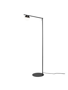Czarna minimalistyczna lampa podłogowa stojąca Contina - biała kulka na metalowym regulowanym ramieniu Czarna minimalistyczna lampa podłogowa stojąca Contina - biała kulka na metalowym regulowanym ramieniu