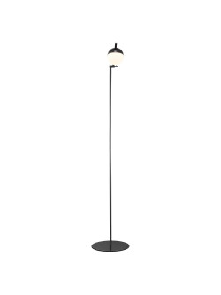 Czarna minimalistyczna lampa podłogowa stojąca Contina - biała kulka na metalowym regulowanym ramieniu
