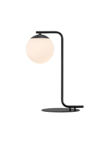 Czarna elegancka lampa stołowa Grant biała kula szklana - na komodę szafkę