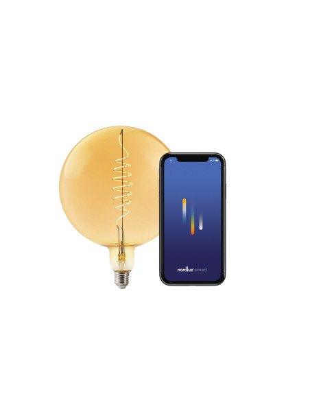 Bursztynowa żarówka E27 w stylu retro, ST64 - łezkowa Edison, Nordlux, ściemnialna 2200 Kelwinów
