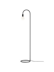 Loftowa czarna lampa podłogowa Paco, zagięte w łuk ramię bez osłony żarówki Loftowa czarna lampa podłogowa Paco, zagięte w łuk ramię bez osłony żarówki