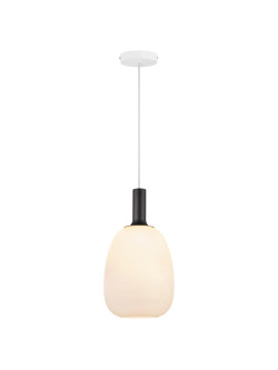 Lampa wisząca Alton 23 - klosz gruszka z mlecznego szkła, złote dodatki