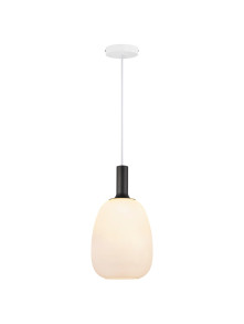 Lampa wisząca Alton 23 - klosz gruszka z mlecznego szkła, złote dodatki Lampa wisząca Alton 23 - klosz gruszka z mlecznego szkła, złote dodatki