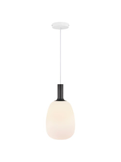 Lampa wisząca Alton 23 - klosz gruszka z mlecznego szkła, złote dodatki