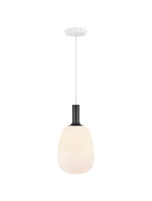 Lampa wisząca Alton 23 - klosz gruszka z mlecznego szkła, złote dodatki Lampa wisząca Alton 23 - klosz gruszka z mlecznego szkła, złote dodatki