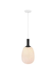 Lampa wisząca Alton 23 - klosz gruszka z mlecznego szkła, złote dodatki Lampa wisząca Alton 23 - klosz gruszka z mlecznego szkła, złote dodatki