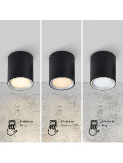 Lampa sufitowa Fallon Long - biała wydłużona tuba z srebrnym pierścieniem, downlight LED 2700K 5W