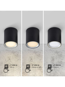 Lampa sufitowa Fallon Long - biała wydłużona tuba z srebrnym pierścieniem, downlight LED 2700K 5W