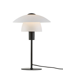 Biało-czarna lampa stołowa skandynawska Verona mleczny szklany klosz - Nordlux