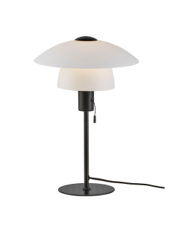 Biało-czarna lampa stołowa skandynawska Verona mleczny szklany klosz - Nordlux