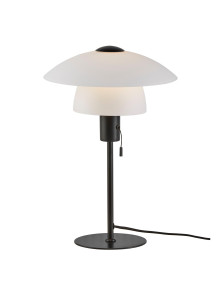 Biało-czarna lampa stołowa skandynawska Verona mleczny szklany klosz - Nordlux