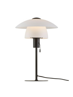 Biało-czarna lampa stołowa skandynawska Verona mleczny szklany klosz - Nordlux