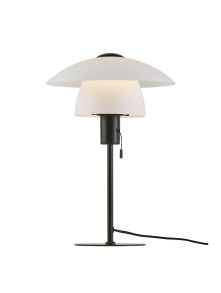 Biało-czarna lampa stołowa skandynawska Verona mleczny szklany klosz - Nordlux