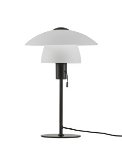 Biało-czarna lampa stołowa skandynawska Verona mleczny szklany klosz - Nordlux
