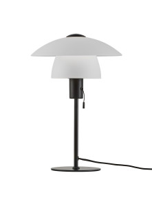 Biało-czarna lampa stołowa skandynawska Verona mleczny szklany klosz - Nordlux