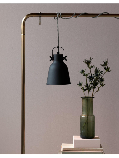 Grafitowa lampa wisząca Adrian - metalowy klosz w stylu industrialnym vintage, Nordlux Grafitowa lampa wisząca Adrian - metalowy klosz w stylu industrialnym vintage, Nordlux