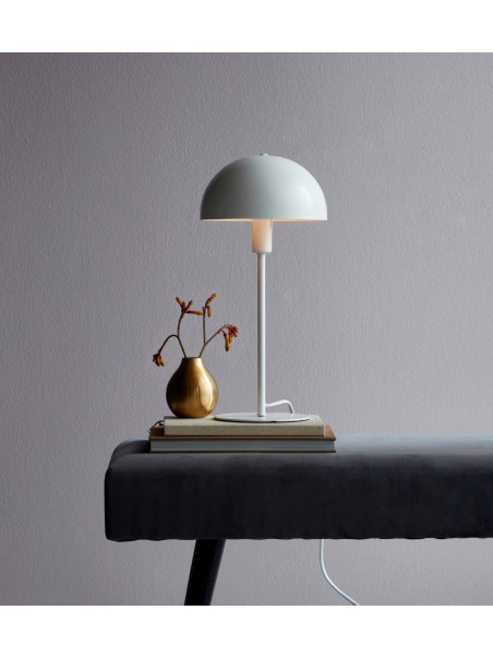 Biała nowoczesna lampa stołowa Ellen 20 - półokrągły metalowy klosz