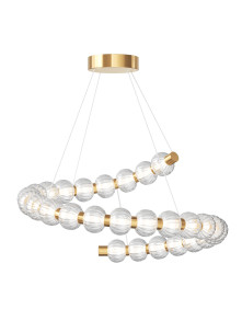 Spiralny żyrandol wiszący Amulet LED 3000K do salonu - ryflowane szklane kule złote