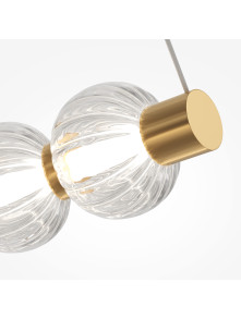 Spiralny żyrandol wiszący Amulet LED 3000K do salonu - ryflowane szklane kule złote
