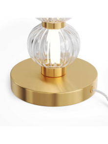 Glamour lampa stołowa Amulet LED 3000K na komodę - ryflowane szklane kule i złoto Glamour lampa stołowa Amulet LED 3000K na komodę - ryflowane szklane kule i złoto