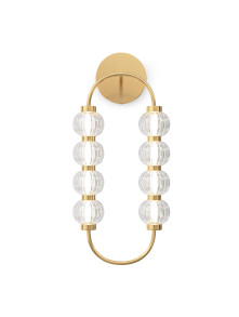 Złoty kinkiet glamour Amulet LED do salonu - ryflowane szklane kule 3000K