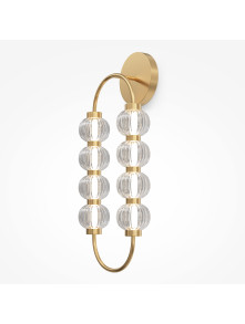 Złoty kinkiet glamour Amulet LED do salonu - ryflowane szklane kule 3000K Złoty kinkiet glamour Amulet LED do salonu - ryflowane szklane kule 3000K