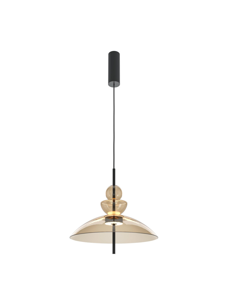 Designerska lampa wisząca Bangkok LED 3000K nad stół - bursztynowe szkło trzy formy