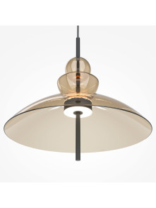 Designerska lampa wisząca Bangkok LED 3000K nad stół - bursztynowe szkło trzy formy