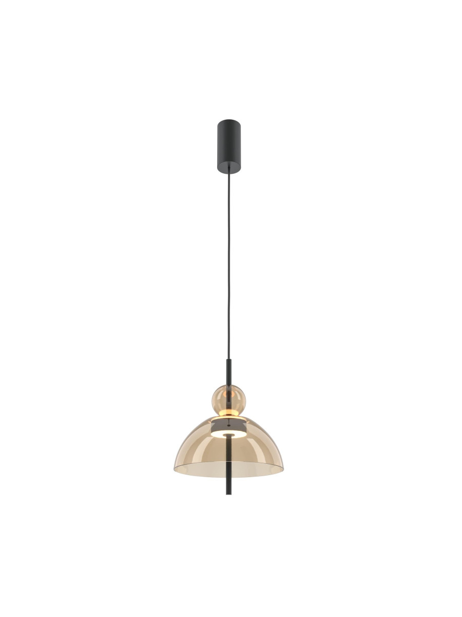 Nowoczesna lampa wisząca Bangkok LED - bursztynowy szklany klosz i kula 3000K