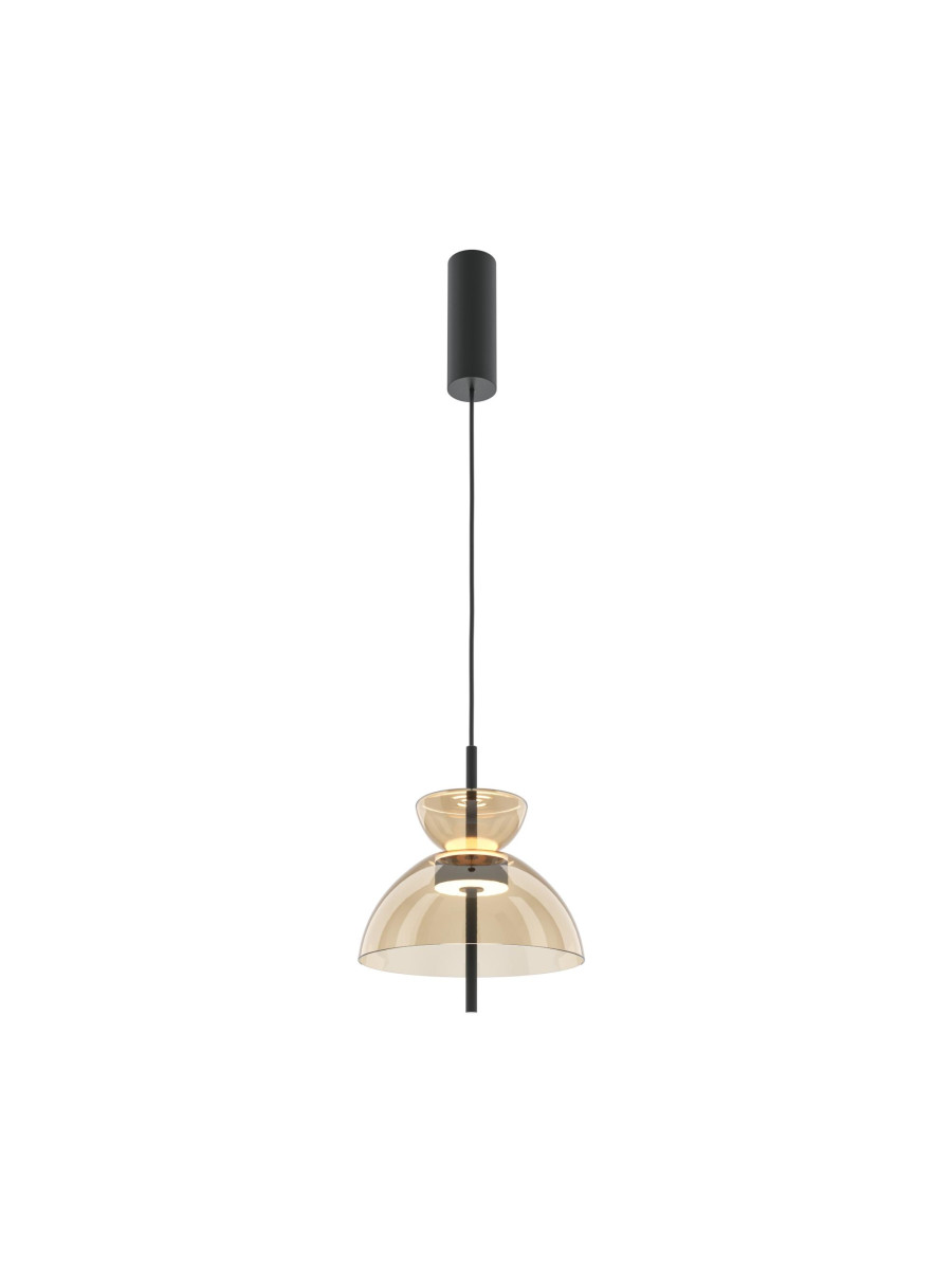 Lampa wisząca Bangkok LED do jadalni - dwa bursztynowe szklane klosze 3000K