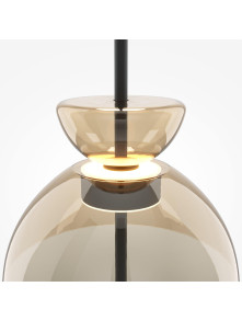 Lampa wisząca Bangkok LED do jadalni - dwa bursztynowe szklane klosze 3000K