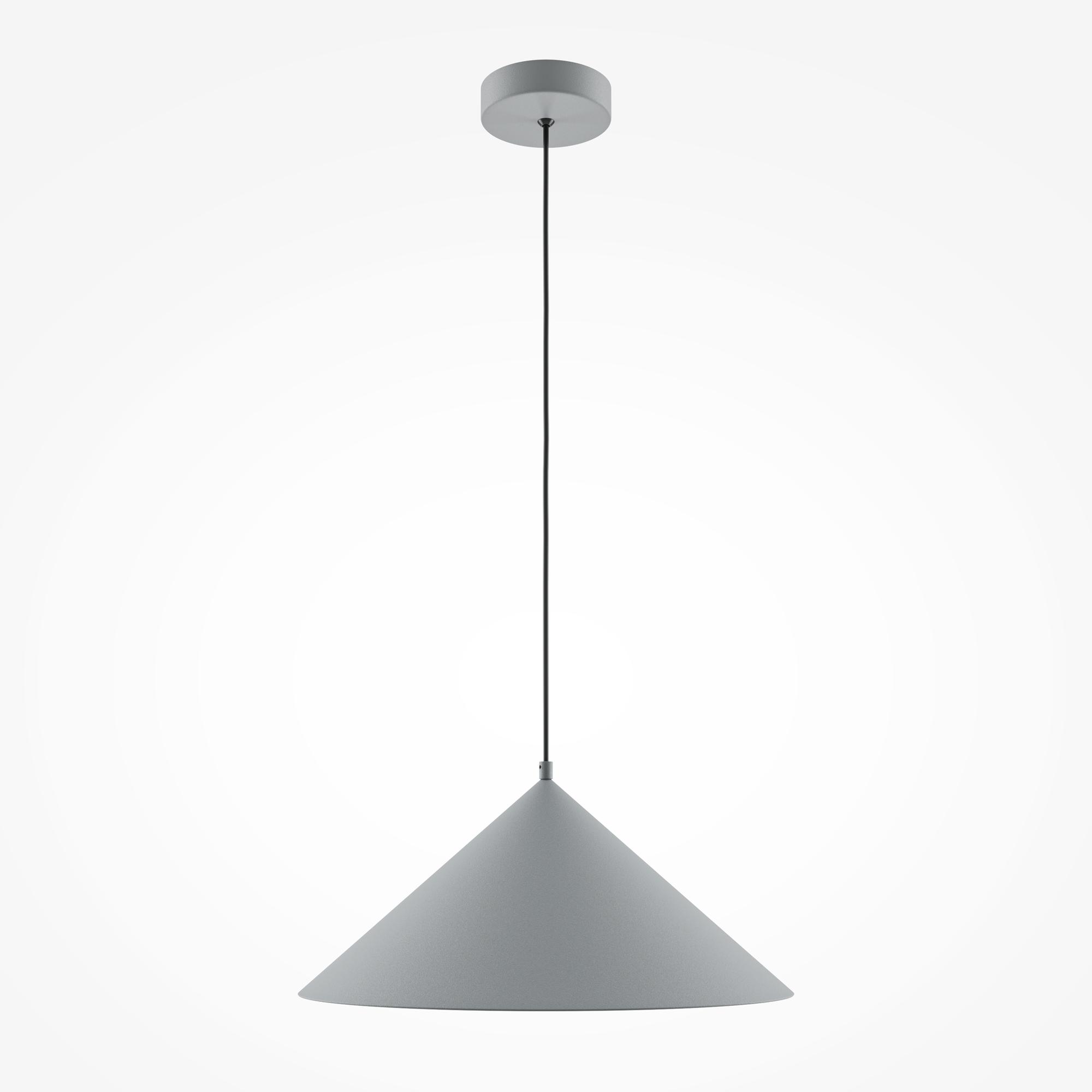 Jasnoszara lampa wisząca Basic colors nad stół - szeroki metalowy stożek 1xE27 - Maytoni