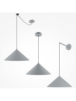 Jasnoszara lampa wisząca Basic colors nad stół - szeroki metalowy stożek 1xE27 - Maytoni