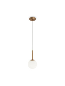 Lampa wisząca Basic form złota z mlecznobiałą szklaną kulą 15 cm