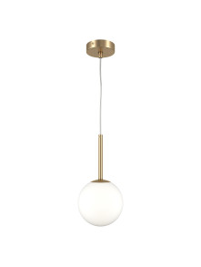 Lampa wisząca Basic form złota z mlecznobiałą szklaną kulą 15 cm