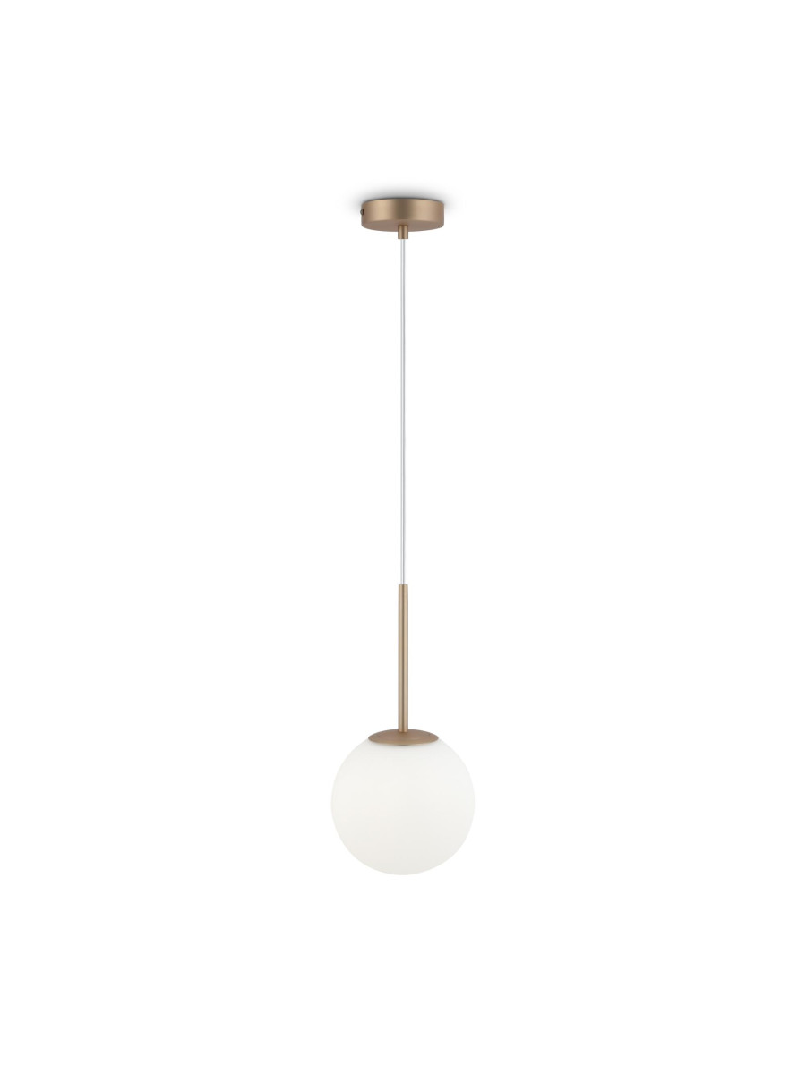 Lampa wisząca Basic form złota z mlecznobiałą szklaną kulą 18 cm