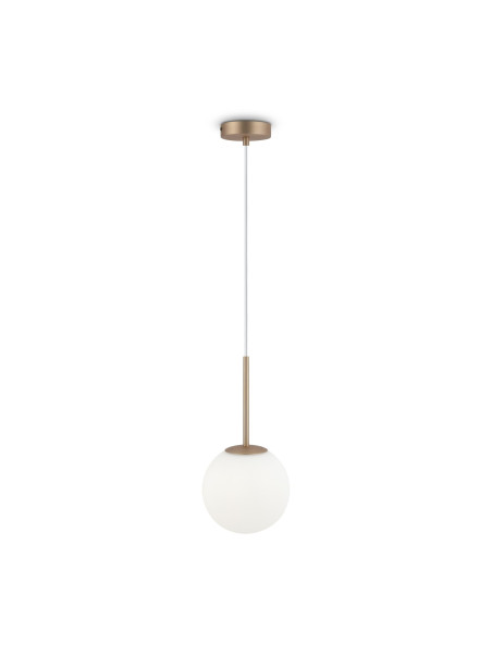 Lampa wisząca Basic form złota z mlecznobiałą szklaną kulą 18 cm