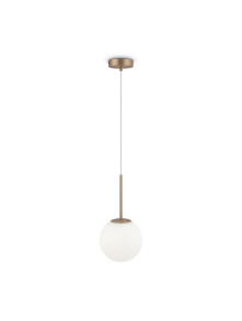Lampa wisząca Basic form złota z mlecznobiałą szklaną kulą 18 cm